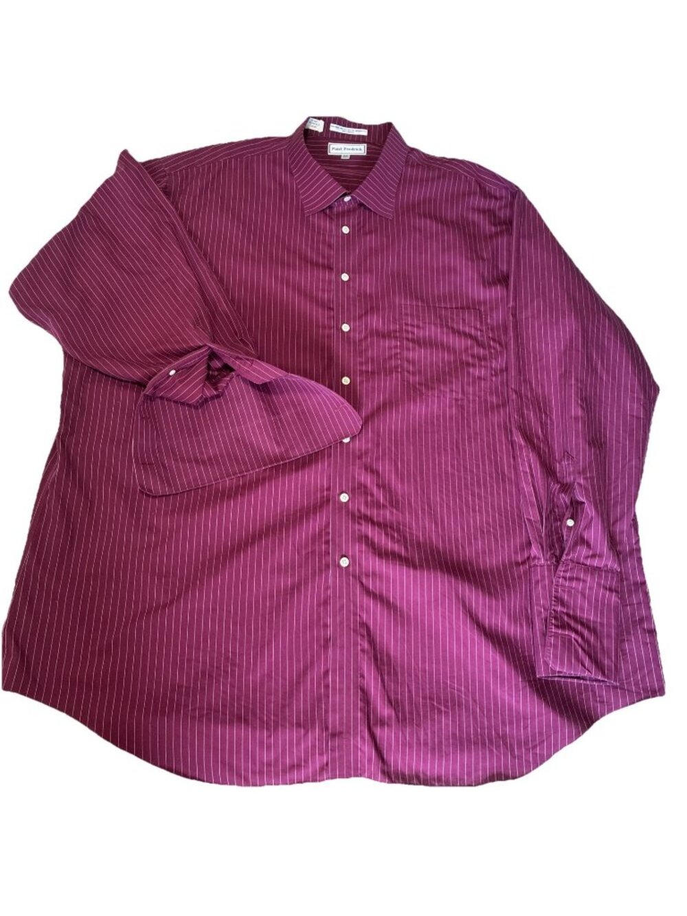 Paul Fredrick Mens Dress Shirt 20 37 Burgundy Pinstripe Cotton Long Sleeve XXXL